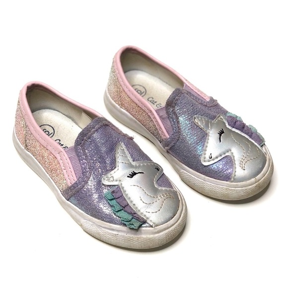 Cat & Jack Unicorn Glitter Slip On Shoes Baby Girl Pastel 6 - Picture 1 of 4
